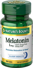 Melatonin, 100% Drug Free Sleep Aid Promotes Relaxation and Sleep Health 1mg 180