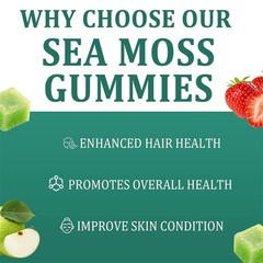 16 in 1 Organic Sea Moss Gummy | Irishmoss Extract 6000Mg | Green Apple Flavor