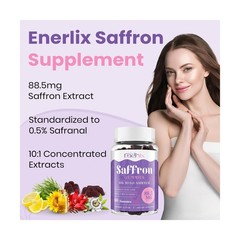Enerlix Saffron Supplement Gummies for Mood & Focus, 60 Serving… FAST USA SHIP
