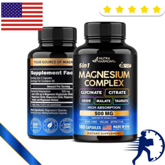 Magnesium Supplement – 5 in 1 Complex 500 Mg | Glycinate | Citrate | Malate | Ta