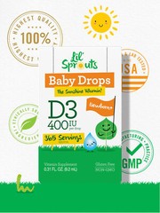 Vitamin D3 Baby Drops | 400 IU | 1 Year Supply | Vegetarian | by Lil’ Sprouts