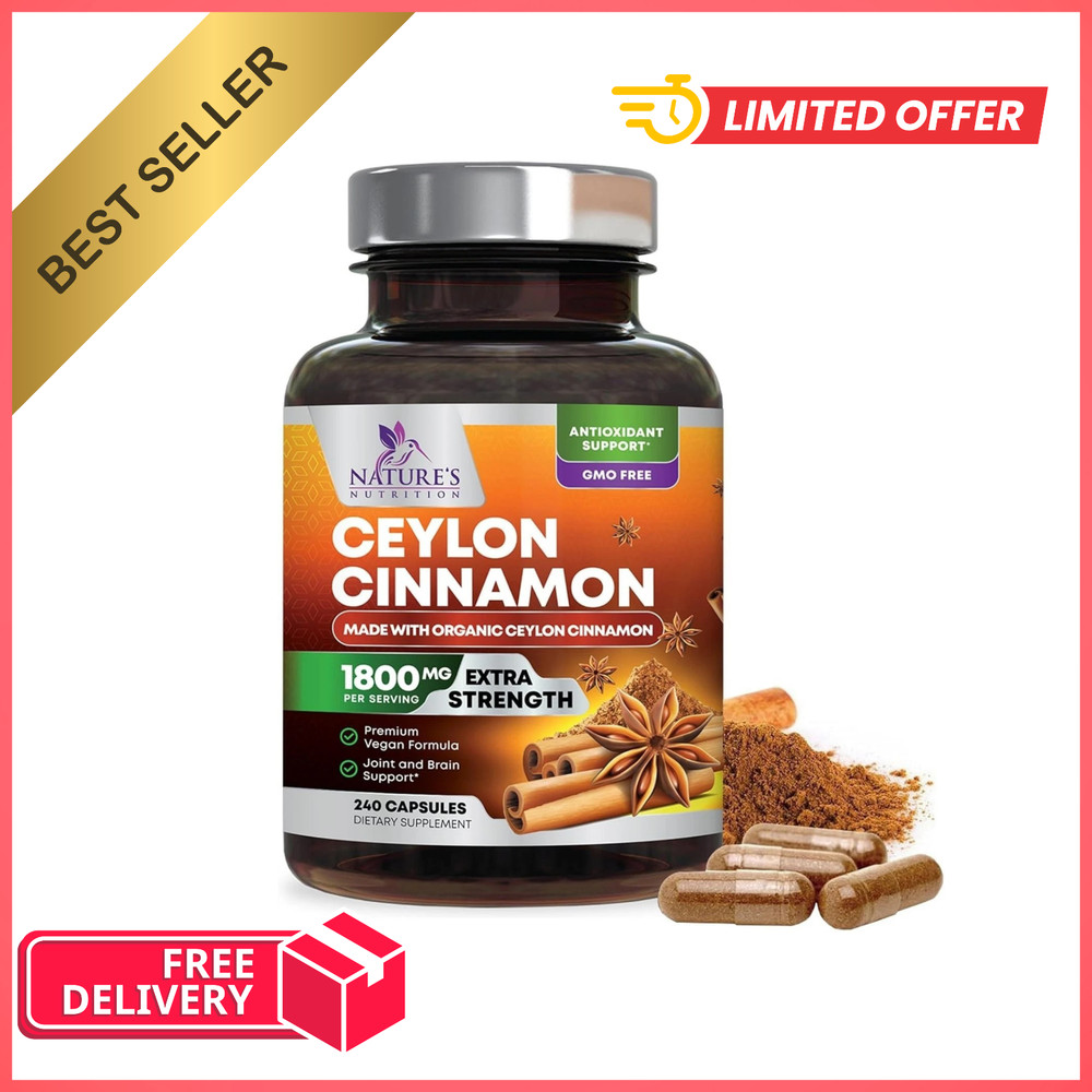 Organic Ceylon Cinnamon 1800mg Certified Supplement Capsules