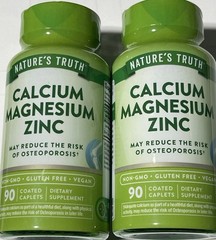 2 Pack Calcium Magnesium Zinc Complex 180 (2×90) Vegan Caplets Non-GMO FREE SHIP