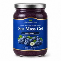 IMANI ORGANICS Wildcrafted Irish Sea Moss Gel |BLUEBERRY Flavor 18.5OZ SHIP USA