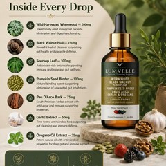 2x LUMVELLE Wild Harvested Wormwood Herbal Liquid Botanical Supplement Drops