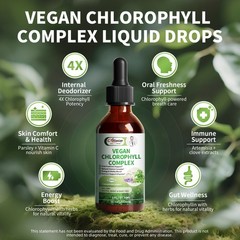 Chlorophyll Liquid Drops 200mg – Immune & Detox Support, 2 Bottles Supply