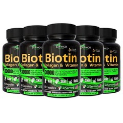 Biotin Fish Collagen And Vitamin 30000 Mcg 300 Capsules Halal 5 Packs