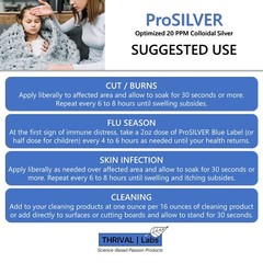 ProSILVER Blue 20 PPM Colloidal Silver Liquid 8oz Glass Bottle by Thrival Labs