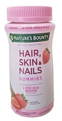 Nature’s Bounty Optimal Solutions Hair, Skin & Nails Gummies, Strawberry, 80 ct