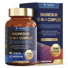 700mg 12-in-1 Magnesium Health Complex – Totaria | 120 Caps | Vegan,*Non-GMO