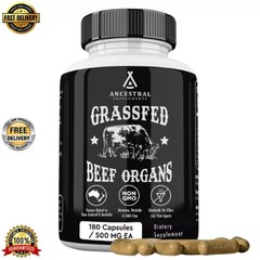 Ancestral Supplements Grass Fed Beef Organ Supplement 180 Capsules Non-GMO new