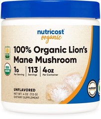 Nutricost Organic Lion’s Mane Mushroom 4 oz – USDA Certified 100% Organic