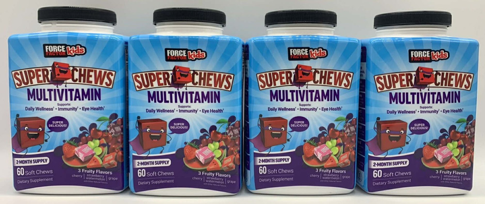 4PK Force Factor MultiVitamin ~ 60 Soft Super Chews Each ~ Fruity FLVR ~EXP 6/26