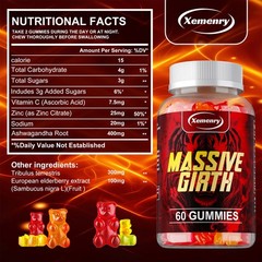 Massive Girth Gummies – Ashwagandha – Enhance Blood Circulation, Immune Support