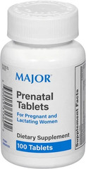 Major Pharmaceuticals Prenatal Vitamins Tablets 100 Count Dietary Supplement