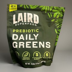 Laird Prebiotic Superfood Daily Greens – Value Size 14.8 oz (420 g) ($60 Value)