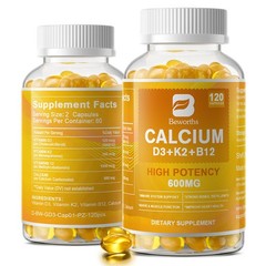 4-in-1 Calcium Supplements for Women & Men with Vitamin D3 K2 B12 Softgels