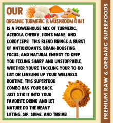 Organic Turmeric and Mushroom, Turmeric, Acerola, Lion’s Mane, Cordyceps Extract
