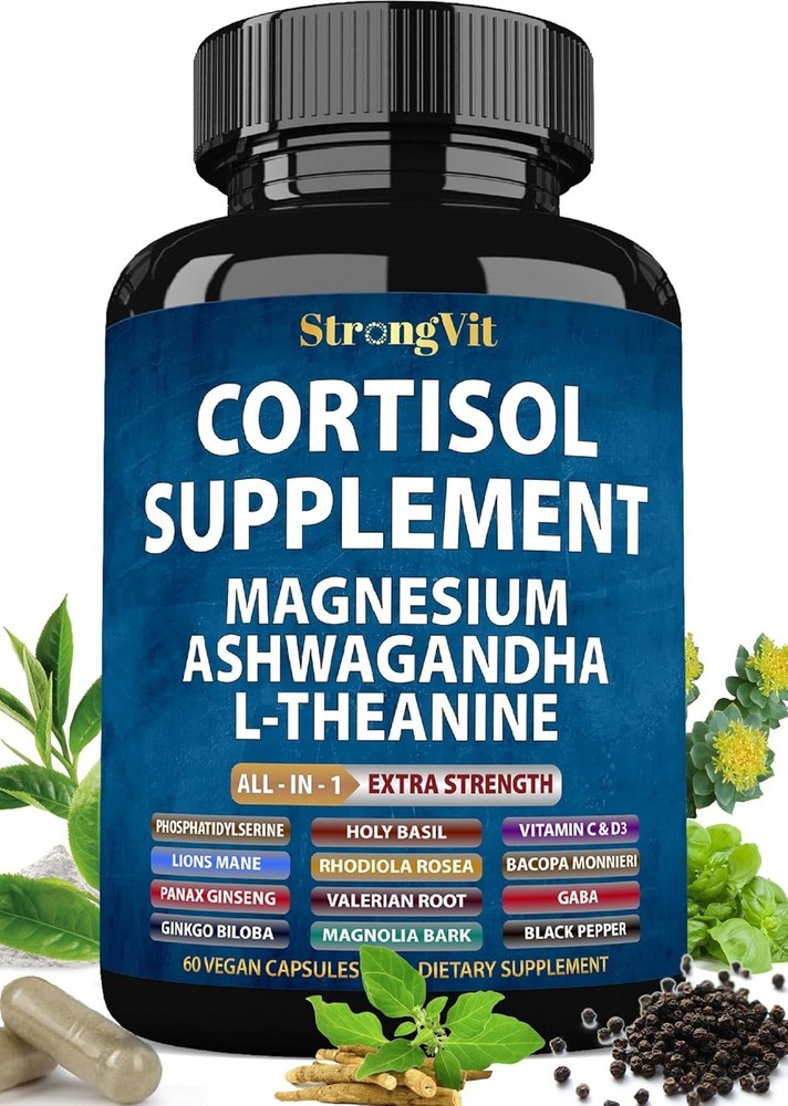 Cortisol Supplements for Women and Men with Magnesium, Ashwagandha & L-Theanine.