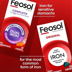 Complete Iron Supplement Caplets for All Ages 12+, 30 Count – Fast Absorption