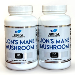 Simpli Supplements LION’S MANE MUSHROOM Caps 1000 mg 120 ct -2 PACK- EXP 08/2026