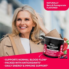 Beet Root Gummies – Beetroot Supplement with CoQ10, Grape Seed, Vitamin C, B1…