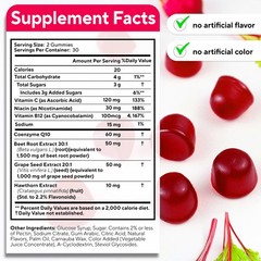 Beet Root Gummies – Beetroot Supplement with CoQ10, Grape Seed, Vitamin C, B1…