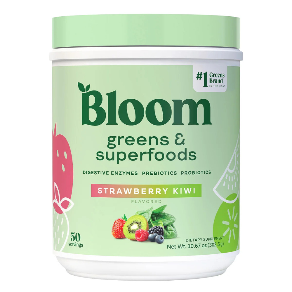 NIP Bloom Greens & Superfoods Strawberry Kiwi Flavored Powder, 50 Servings