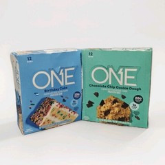 72 Ct One Bar Birthday Cake & Chocolate Chip Cookie Dough Protein Bar Lot Of 72