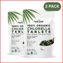 CHLORELLA TABLETS Superfood Pure Green Algae 400ct 2 Pack EARTH CIRCLE ORGANICS