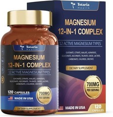 Totaria 12-in-1 Magnesium Complex 700mg 12 Forms Sleep Muscle Bone Support
