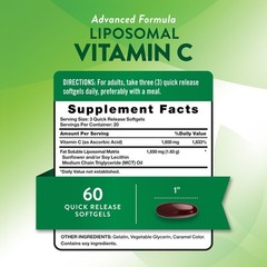 Liposomal Vitamin C | 1650mg | 60 Softgels | Non-GMO & Gluten Free Supplement