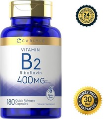 Carlyle Vitamin B-2 400mg 180 Count Non-GMO Gluten Free Supplement B2 Riboflavin