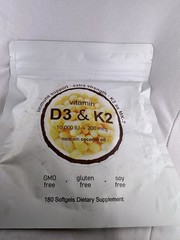 Vitamin D3 10000 iu Plus K2 (MK-7) 200 mcg, 180 Virgin Coconut Oil Softgels 6/26