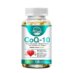 CoQ10 200mg Softgels COQ-10 Coenzyme Q10 Non-GMO and Gluten Free VEGAN CAPSULES