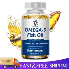 Omega 3 Fish Oil Capsules 3x Strength 2160mg EPA & DHA, Highest Potency 120PCS