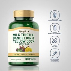 Piping Rock Milk Thistle, Dandelion & Yellow Dock | 180 Capsules | Concentrated