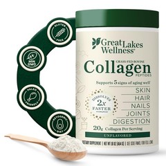 Great Lakes Wellness Collagen Peptides Powder 22 Servings (Pack of 1), Green