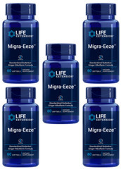 5 PACK Life Extension Migra Eeza Butterbur Ginger Riboflavin Head Supp 60Softgel