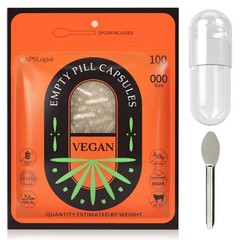 Vegan Empty Pill Capsules Size 000, 100 Count Clear Empty Capsules with Micro…