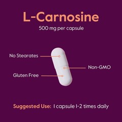 BESTVITE L-Carnosine 500mg 240 Capsules 120×2 No Fillers – No Stearates – Non…