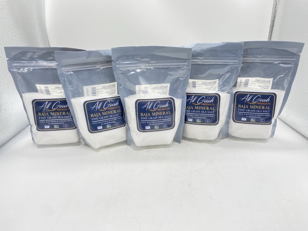 Baja Mineral Sea Salt –Fine Grain 5 pk. – 16 oz Each 100% Natural 72+ Minerals