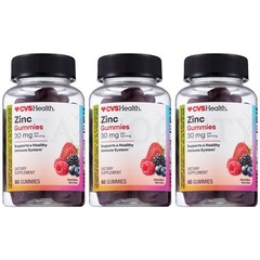CVS Health Zinc Gummies Mixed Berry Flavor 60 Count Each Lot of 3