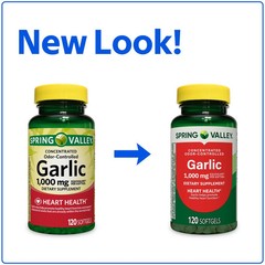 Spring Valley Odor-Controlled Garlic Softgels Dietary Supplement, 1,000 Mg, 120