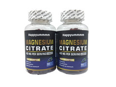 2 x Happyummmm Magnesium Citrate Gummies 420mg, Blueberry, Exp. 3/2027