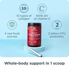 3/28 Ancient Nutrition Hydrolyzed Collagen Peptides Powder, Unflavored Multi Col