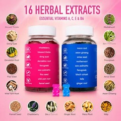 Bearvana Combo Gummy,16Natural Herbs Balance Body&Boost Daily Wellness for Women