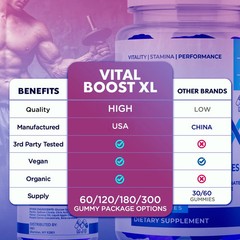 2(pack) 120 Gummie Vital Boost XL Male Gummys Advanced Max Formula VitalBoost XL