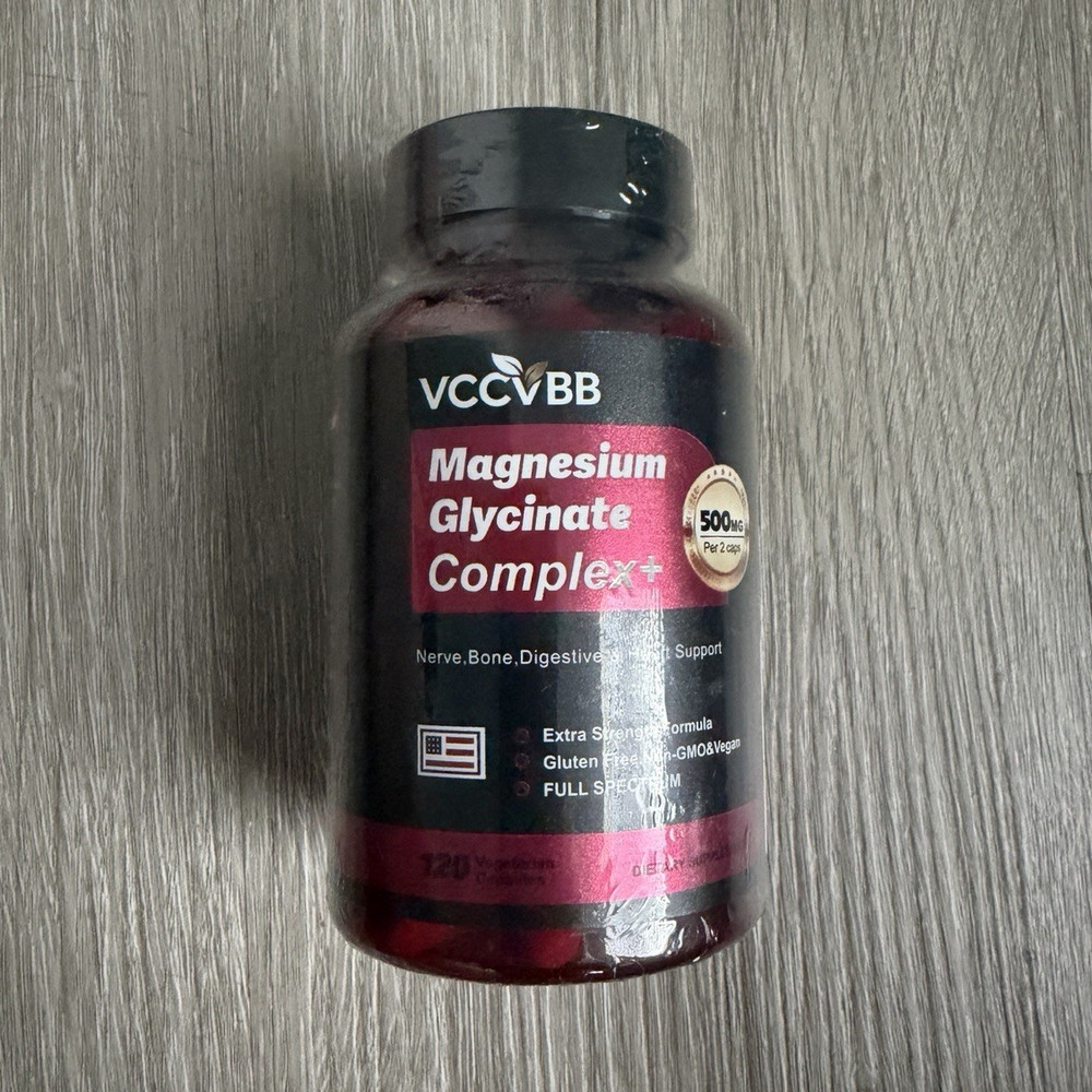 VCCVBB Magnesium Glycinate Complex+ 500mg 120 Capsules Vegan Non-GMO GF
