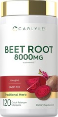 USDA Organic Extra Strength Beet Root 20:1 Extract 8000 mg Strength 120 Capsules
